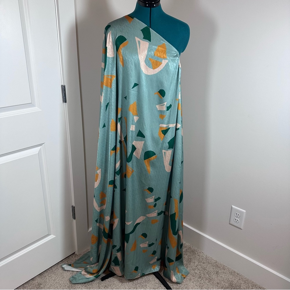 Diarrablu Satu Dress Green and Orange One-Shoulder Asymmetrical Kaftan Size L - Picture 4 of 12